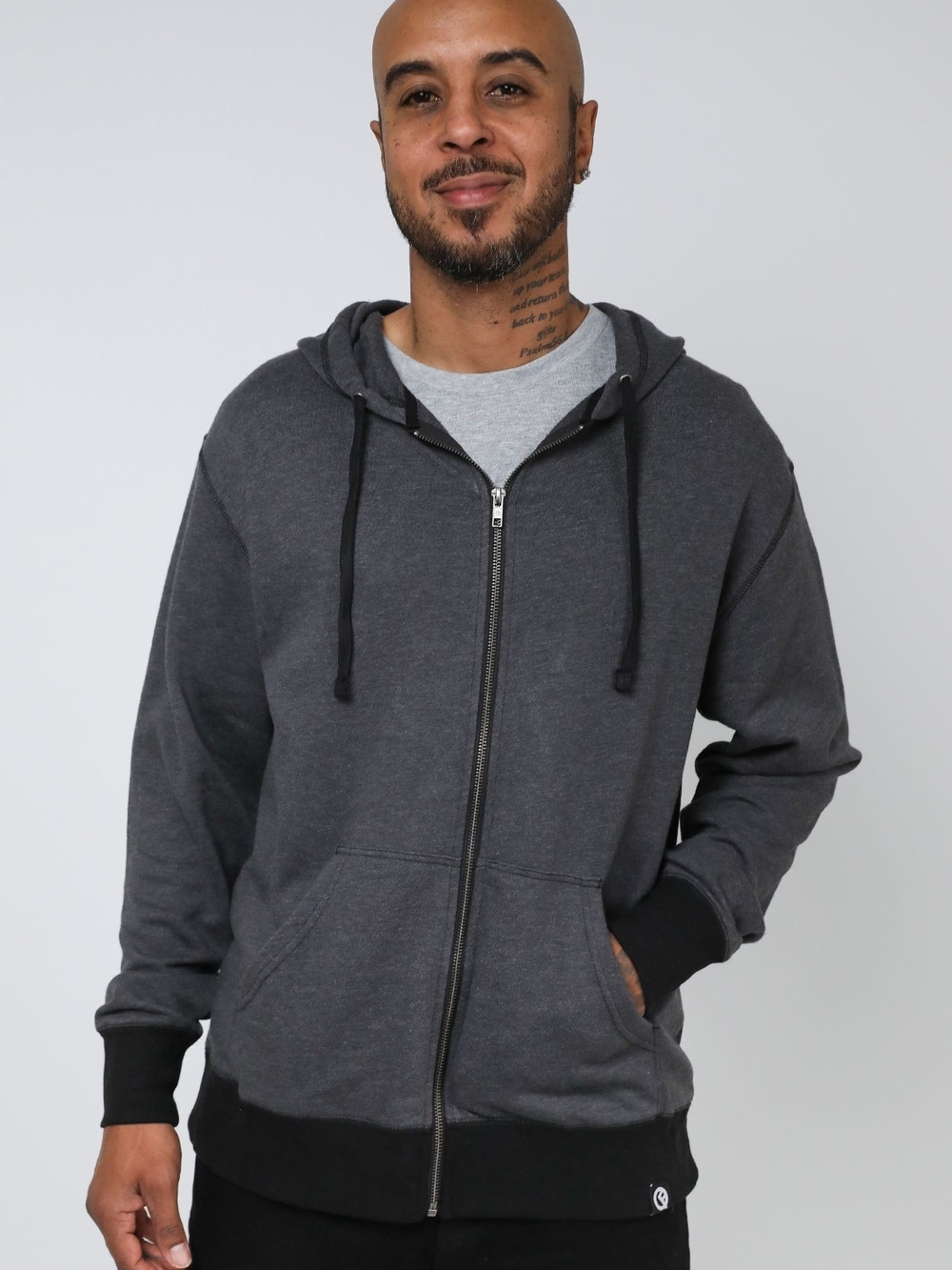 Men's Charcoal Full-Zip Hooded Sweatshirt